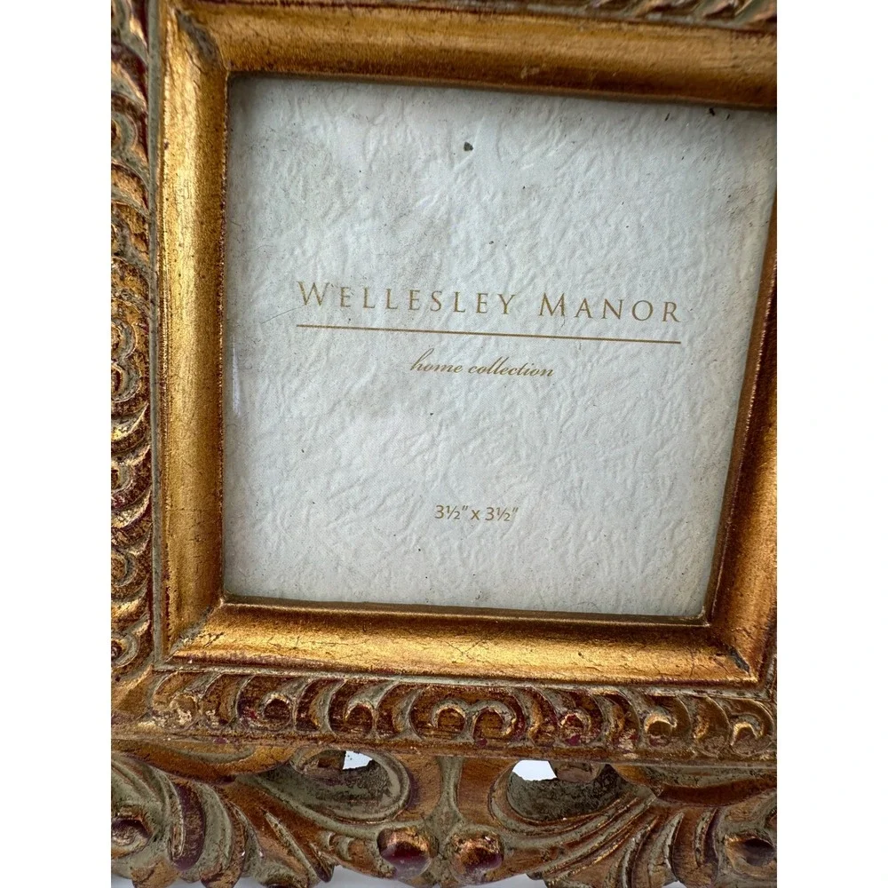 Wellesley Manor Vintage 90s Baroque Ornate Gilded Resin Gold Frame 3.5x3.5